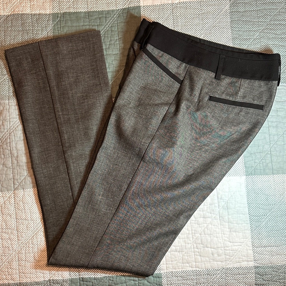 Express Columnist Slim Dress Pants – 2R, Gray with Black Trim Waistband